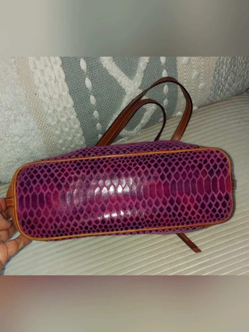 Dooney & Bourke CHARLESTON Purple and Tan Tote Bag